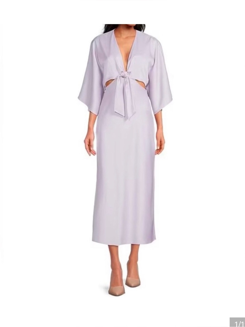 Gianni Bini Lilac One-Shoulder Tie Maxi Dress